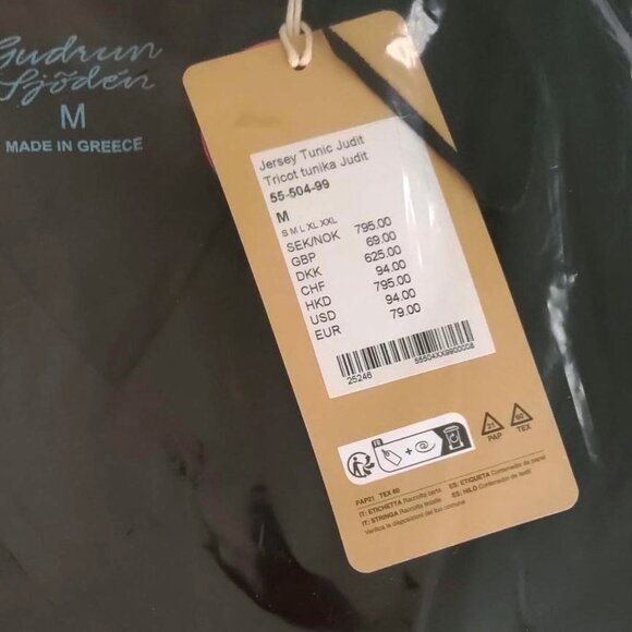 Gudrun Sjoden “Judit” jersey tunic: Black, Medium, New with Tags - Picture 3 of 4